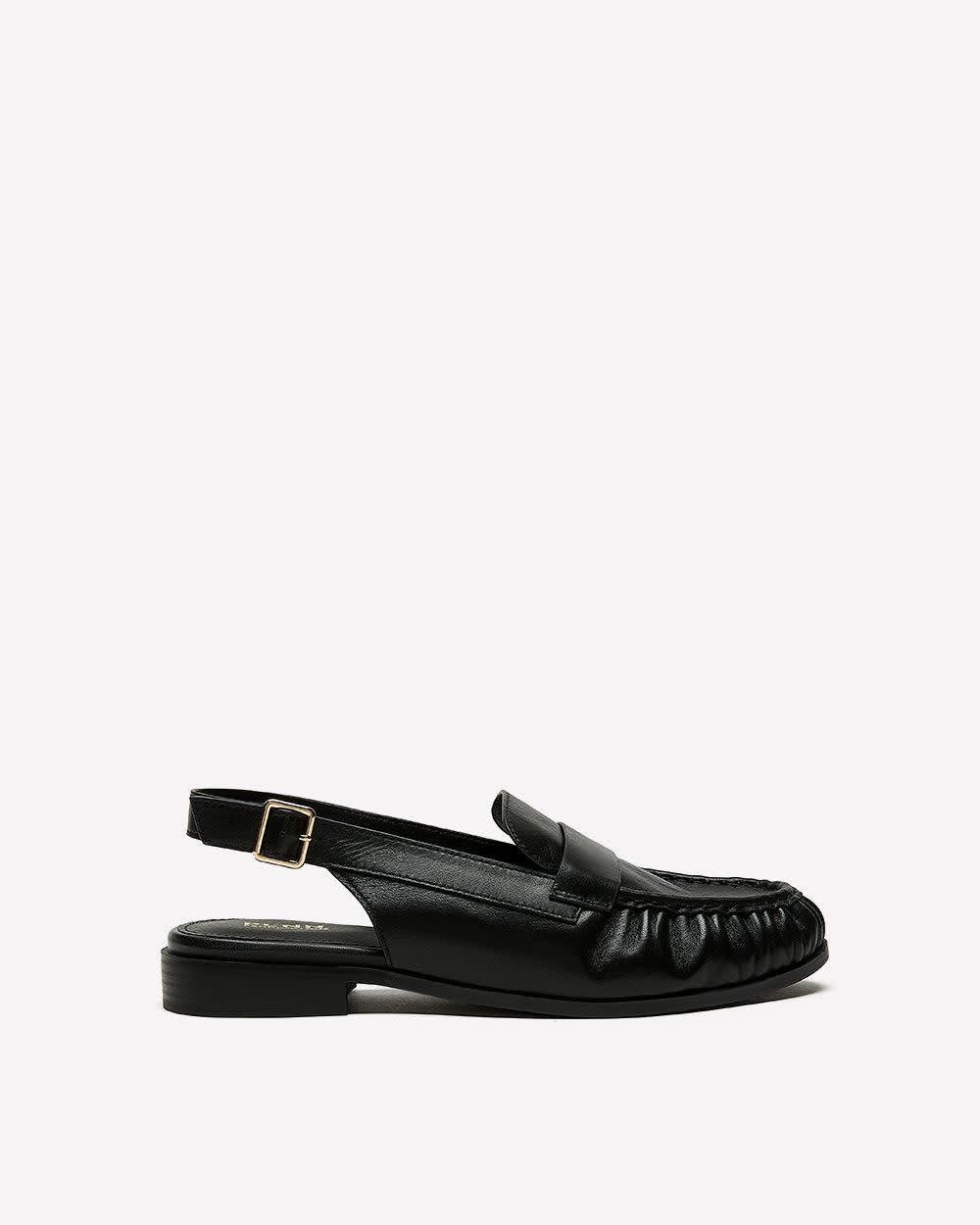 Extra Wide Width, Black Leather Slingback Loafer