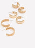 Assorted Small Golden Hoop Earrings, Set of 3