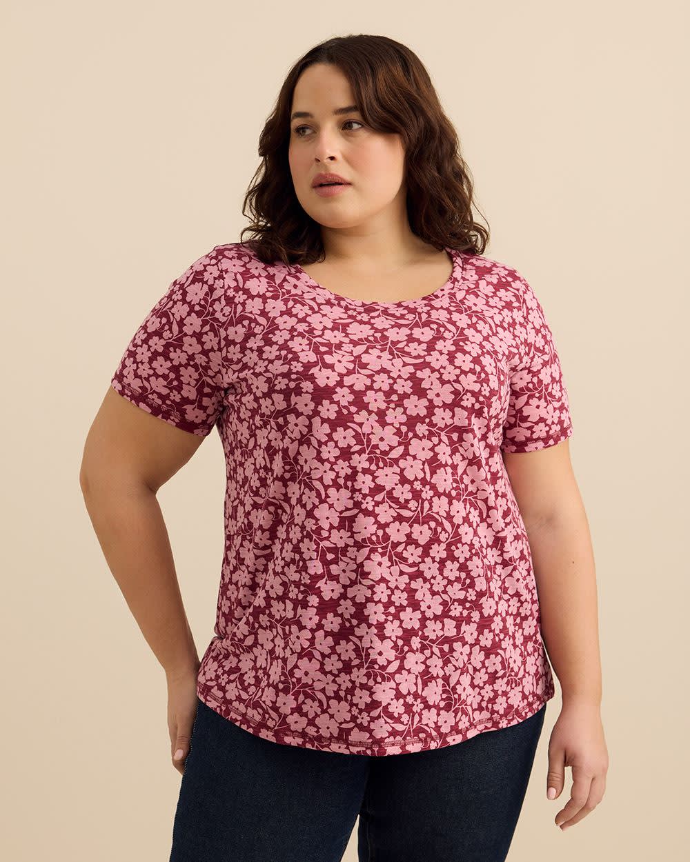 T-shirt coupe galbée à col rond 