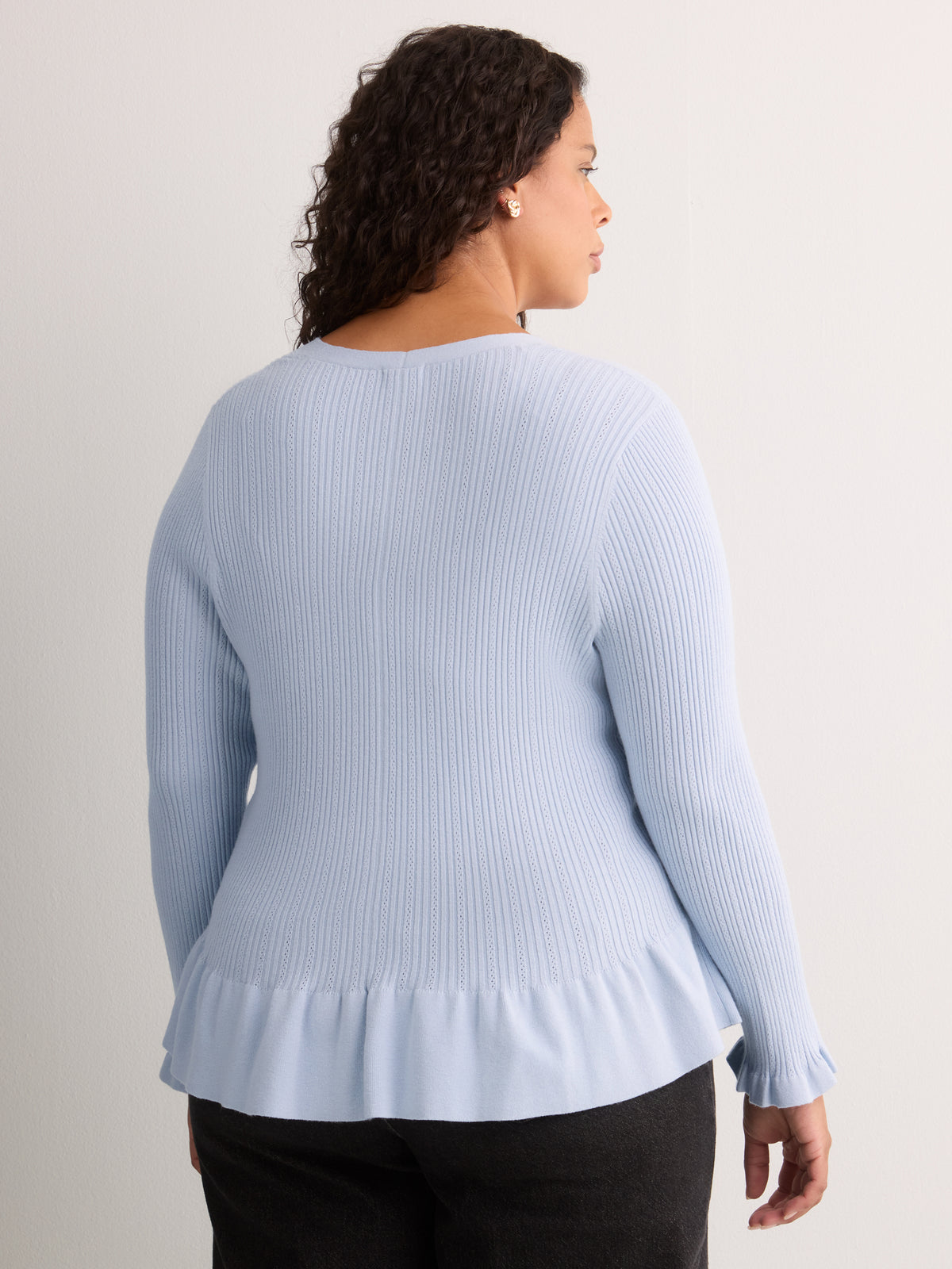 Responsible, Fit and Flare Peplum Button-Down Sweater