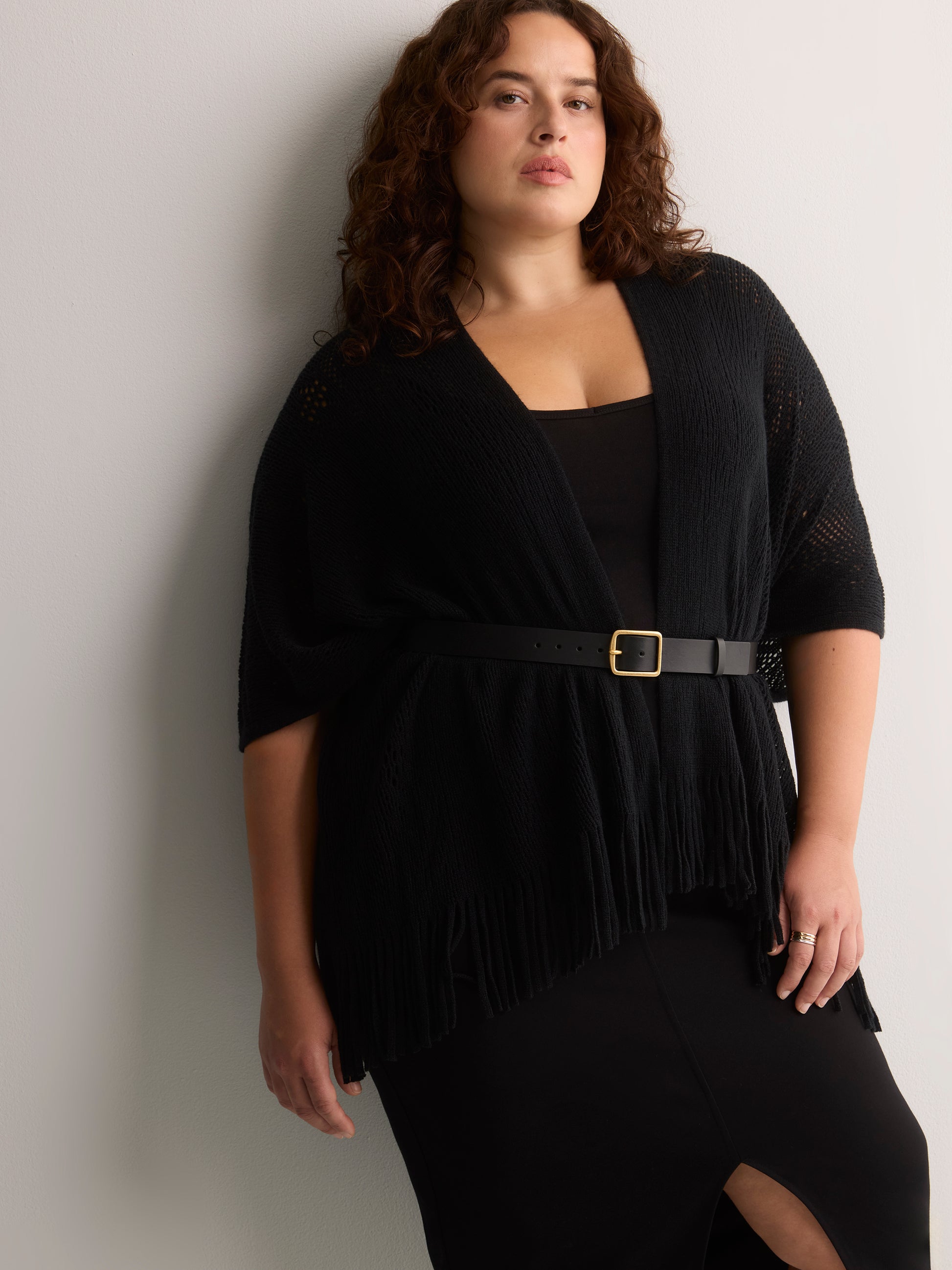Mixed Pattern Knit Cape