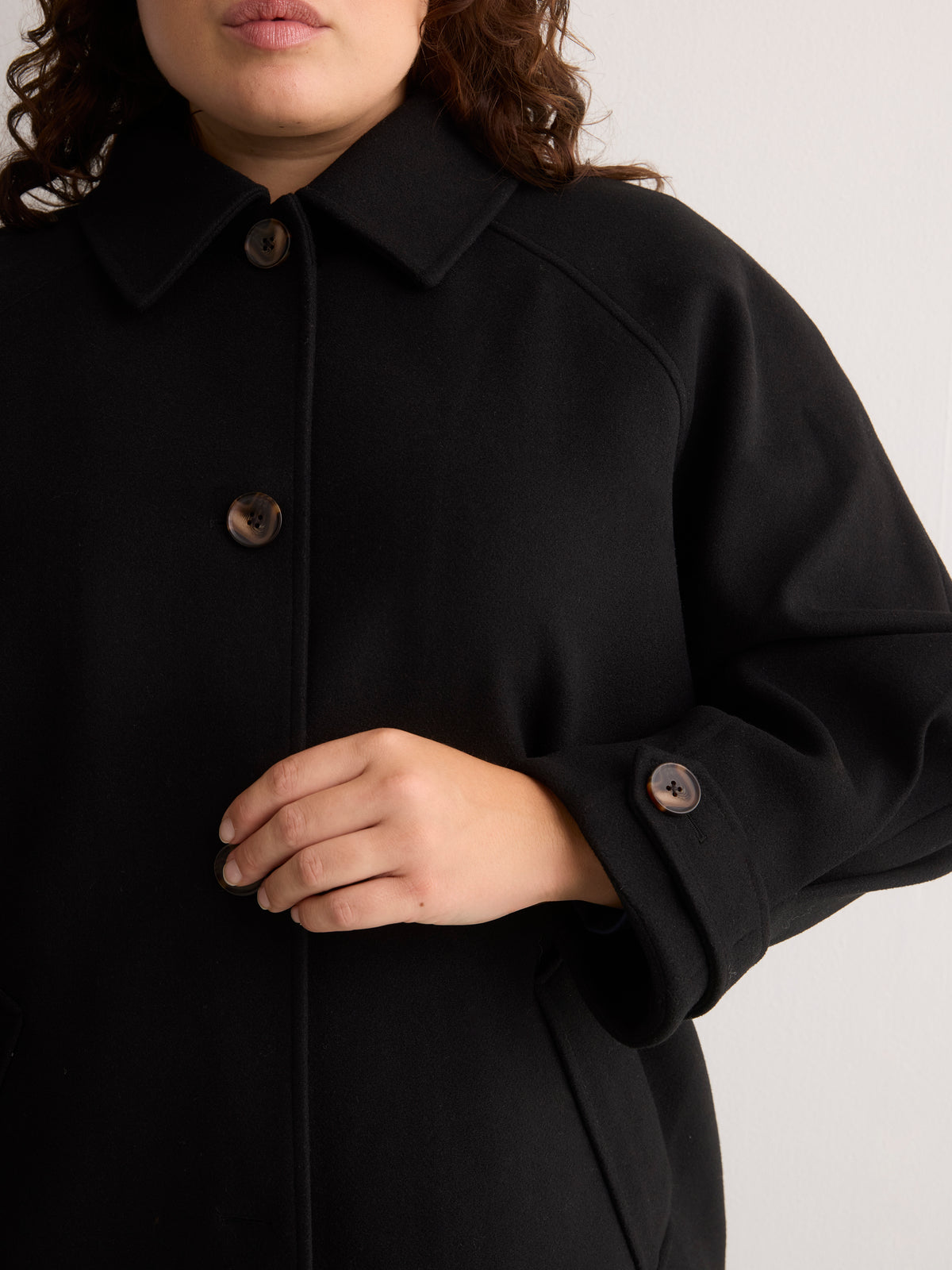Black Midi Cocoon Coat