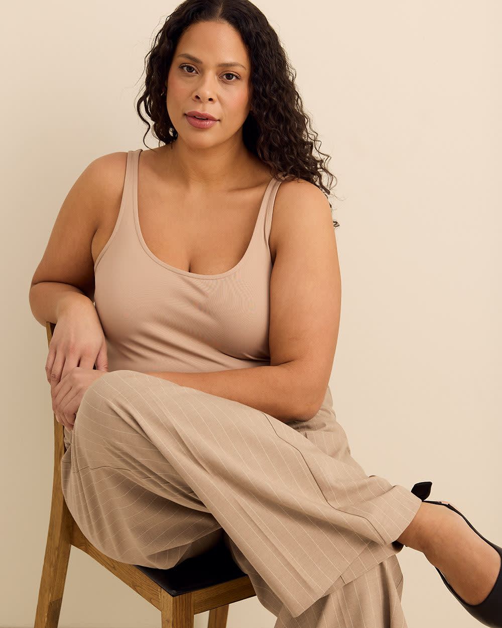 Striped Pull-On Wide-Leg Pant