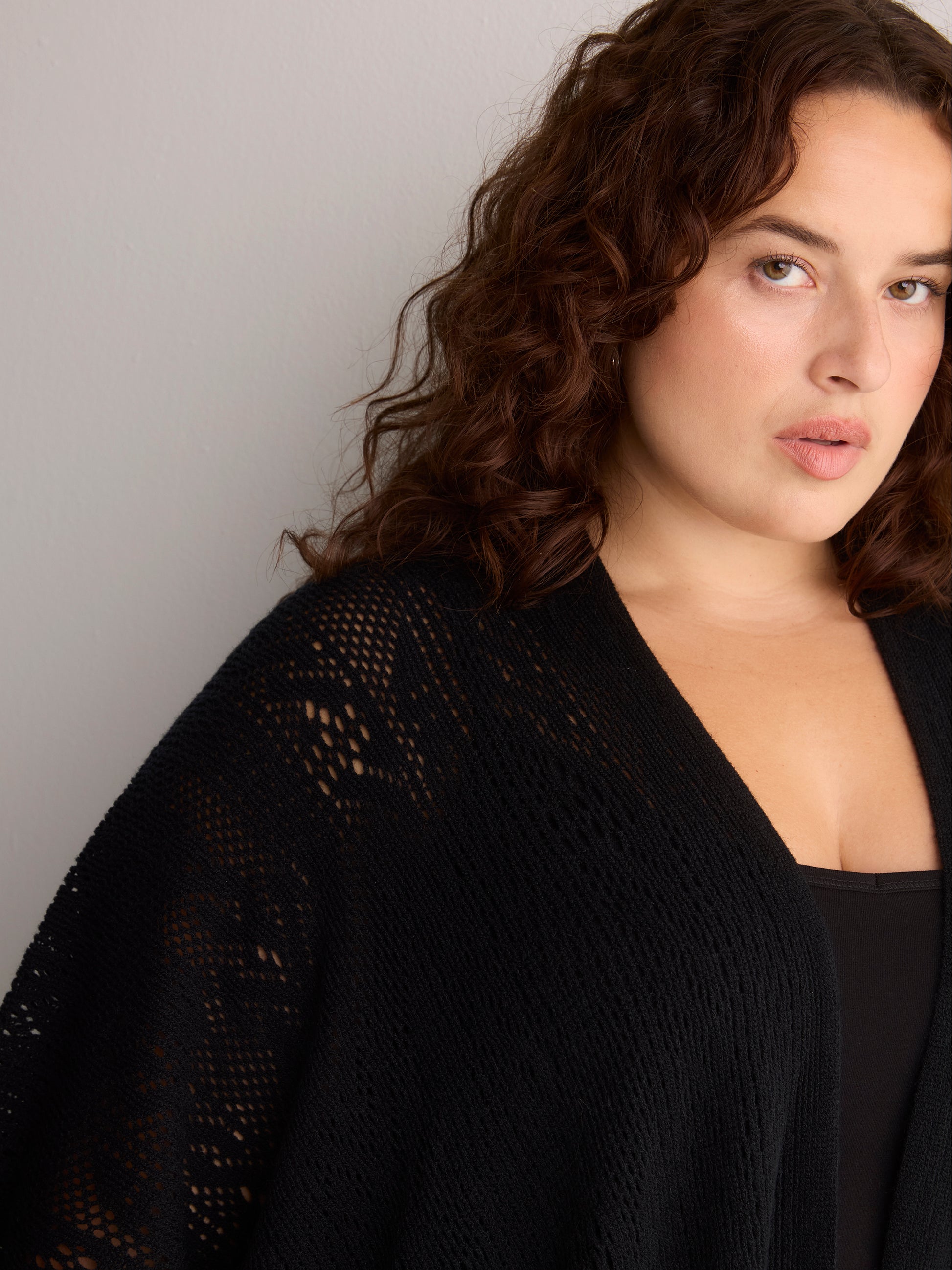 Mixed Pattern Knit Cape
