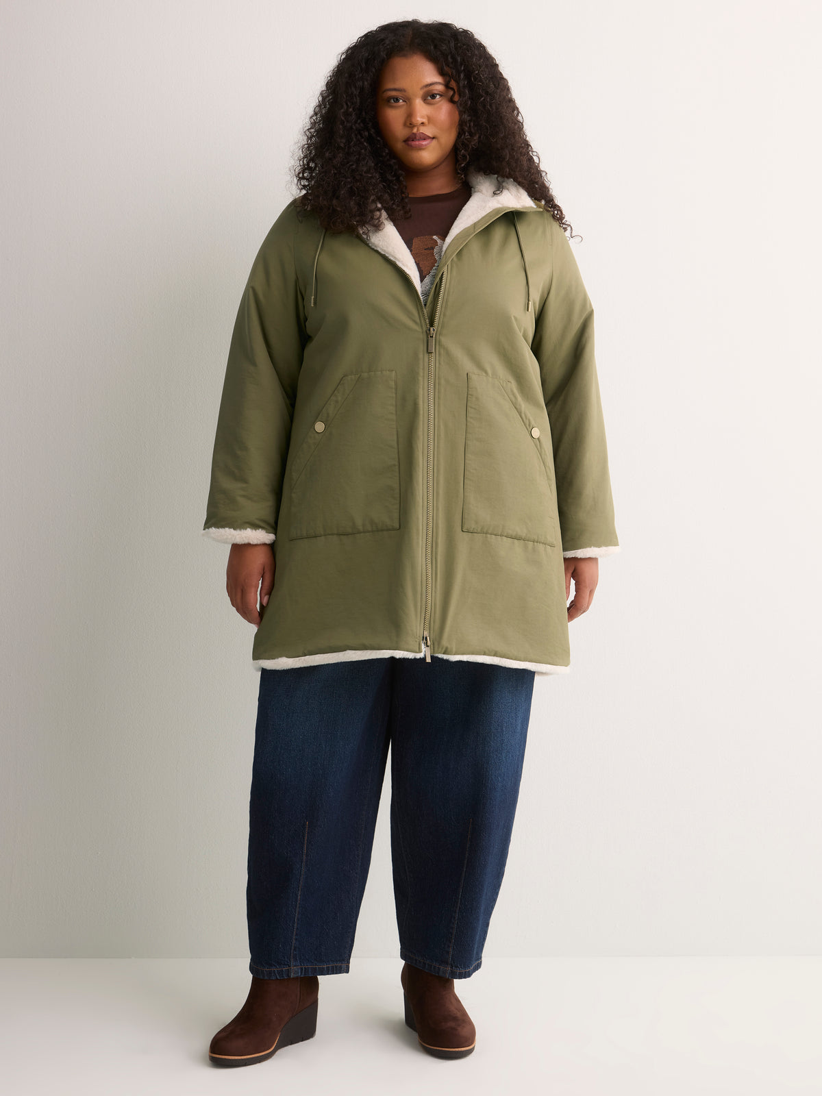 Olive Faux-Fur Lined Hooded Parka