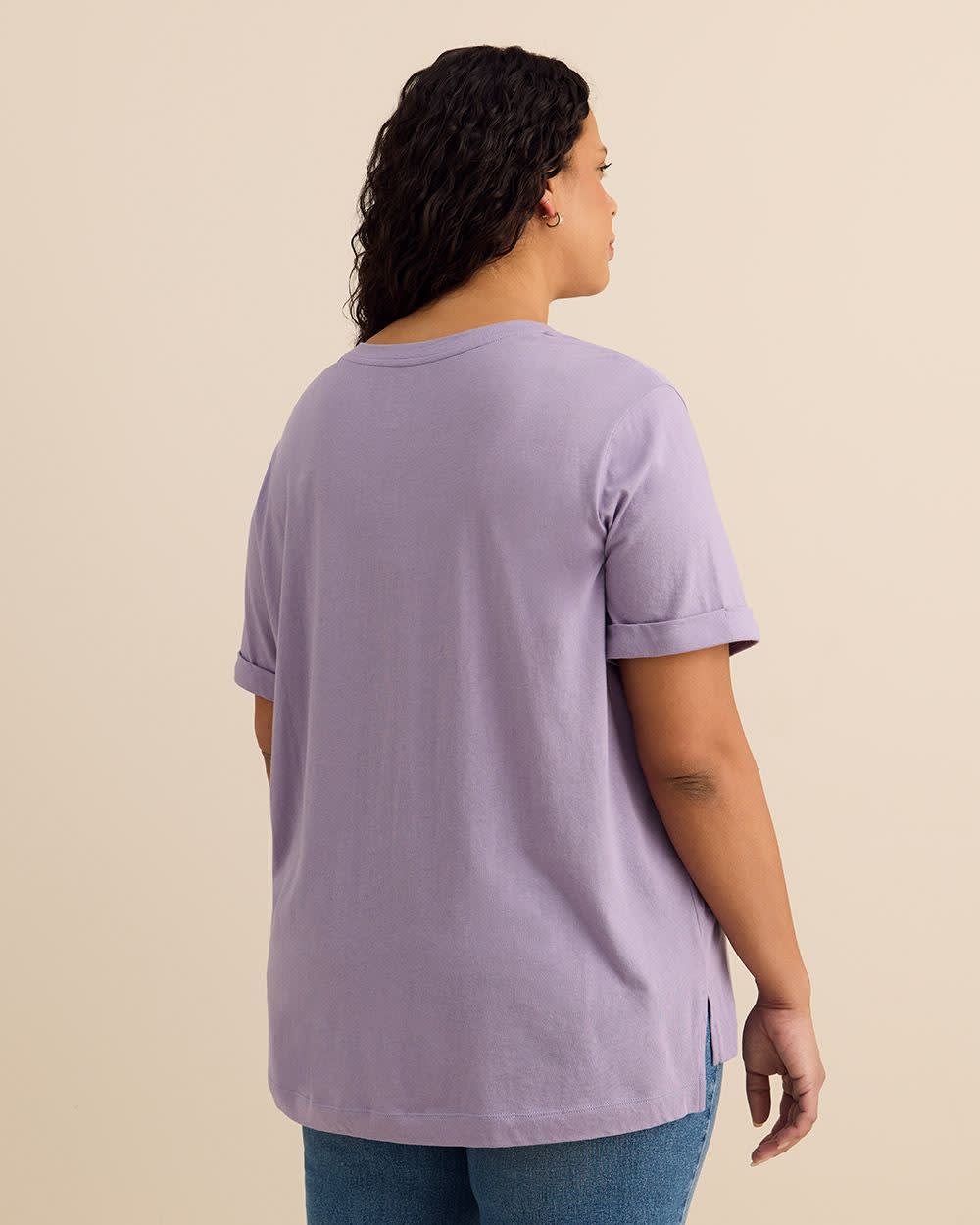 Responsible, V-Neck Boyfriend Tee with Slits