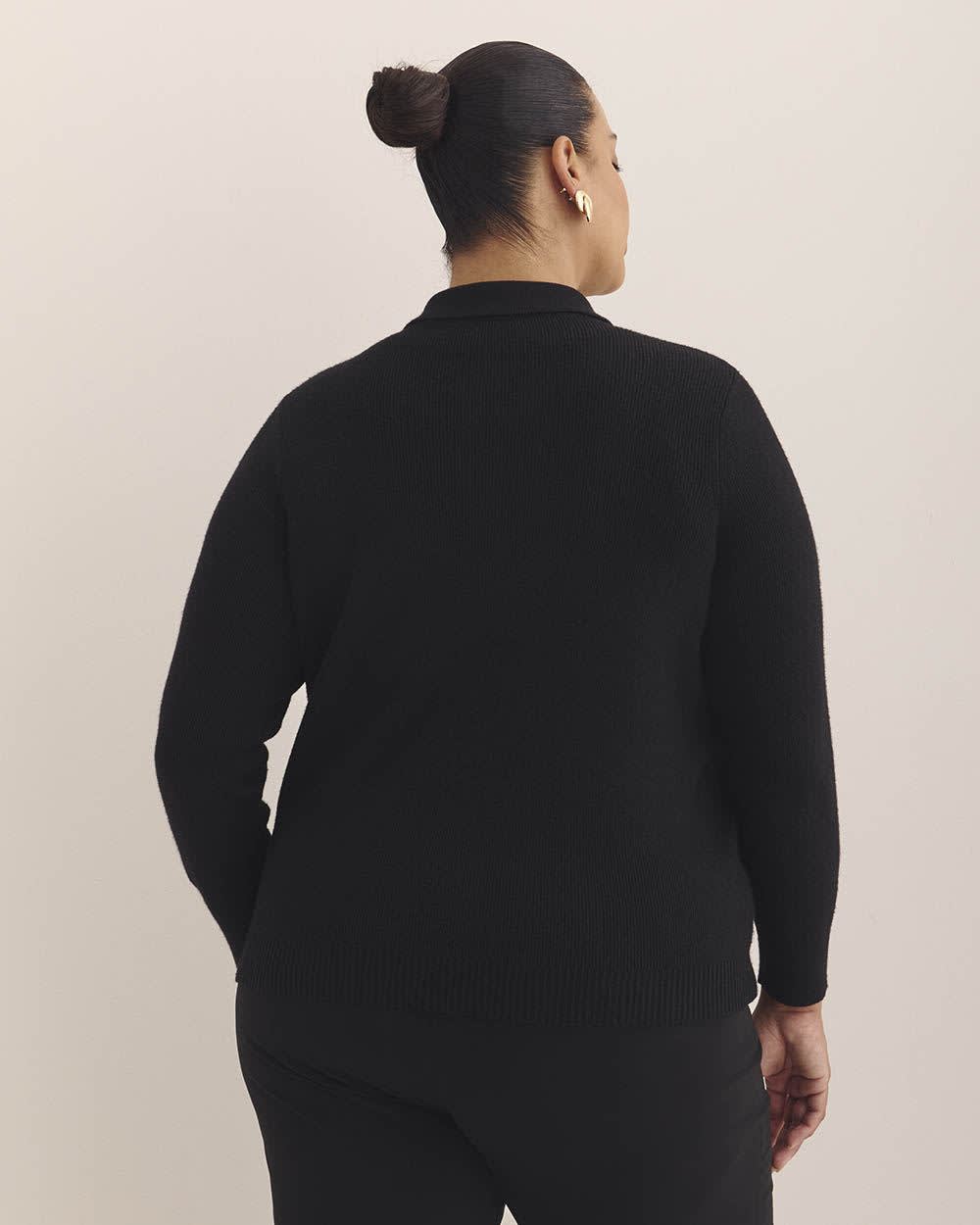 Cardigan boutonné à  col polo, tissu responsable