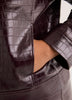 Short Faux Croco Leather Jacket