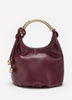 Faux Leather Dressy Bag with Golden Handle - Addition Elle