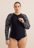 Black Wave-Print Long-Sleeve Rashguard - Active Zone