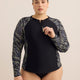 Black Wave-Print Long-Sleeve Rashguard - Active Zone