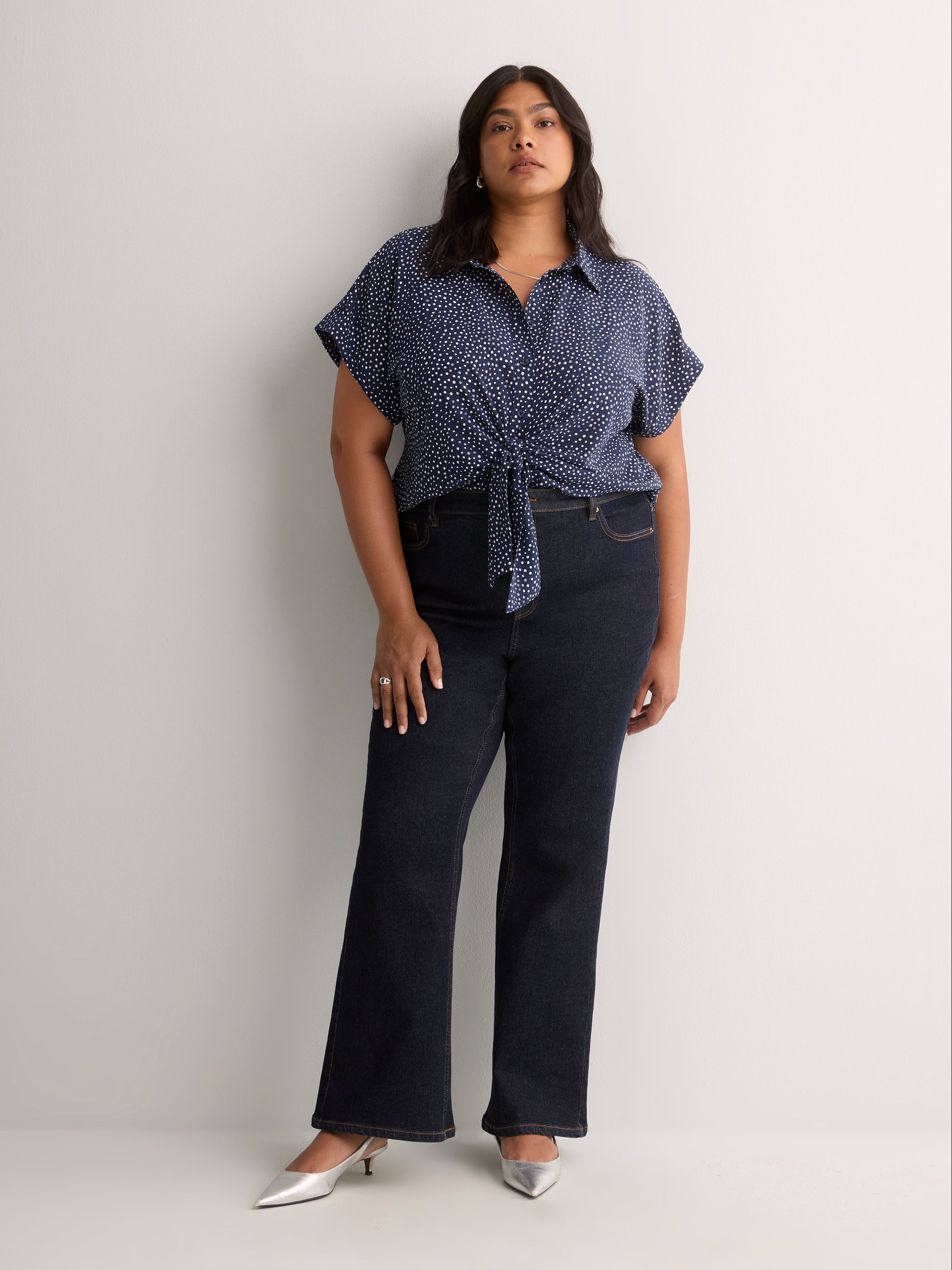 Knotted Buttoned-Down Blouse