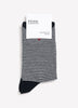Black and White Striped Crew Sock with Rolled Edges and Small Heart