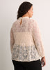 Mock-Neck Long-Sleeve Embroidered Blouse