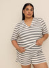 Striped Hooded Short-Sleeve Cover-Up Top - Cover Me