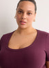 Ribbed Knit Fitted Short-Sleeve T-Shirt