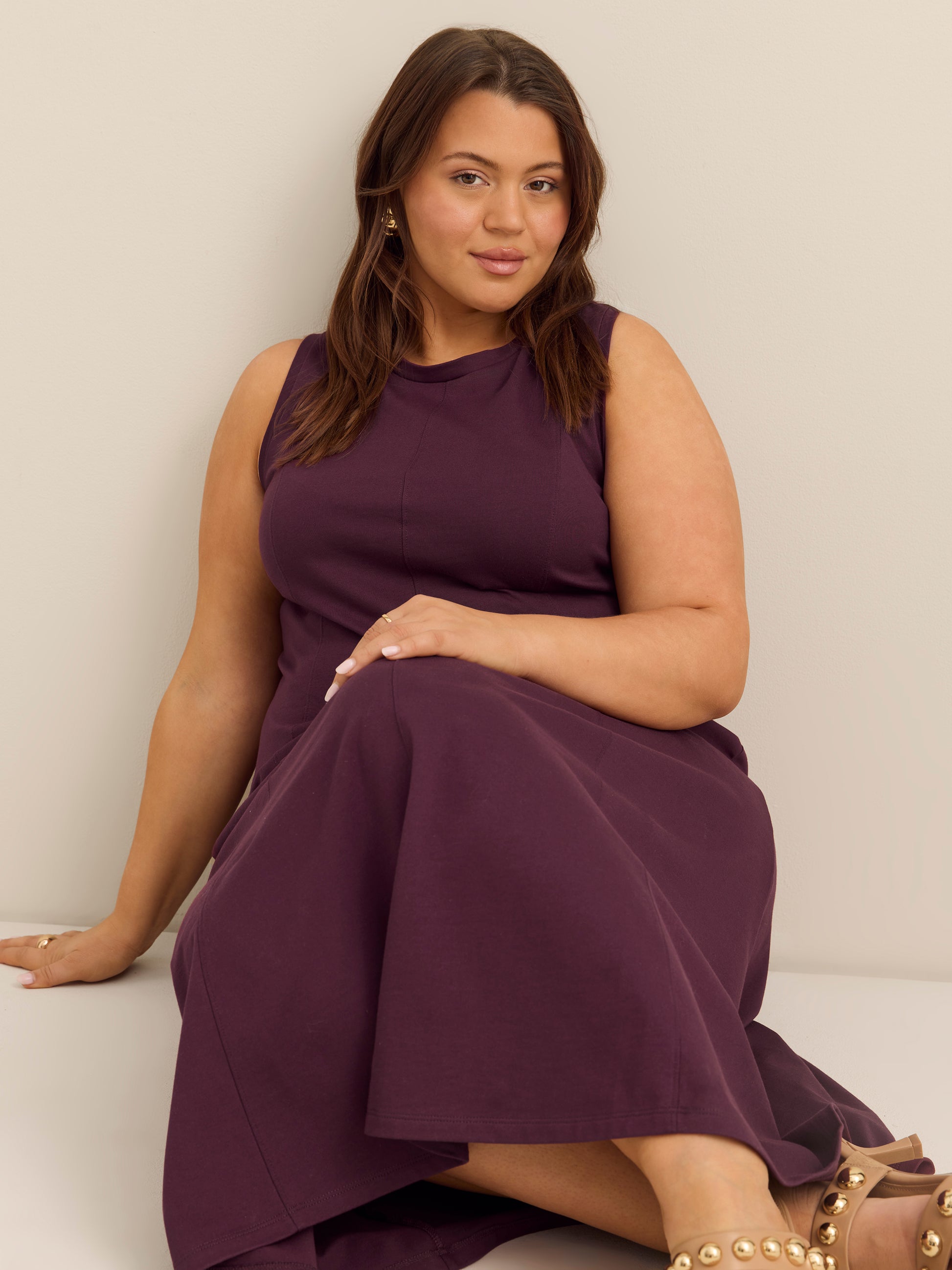 Sleeveless Panel Midi Dress