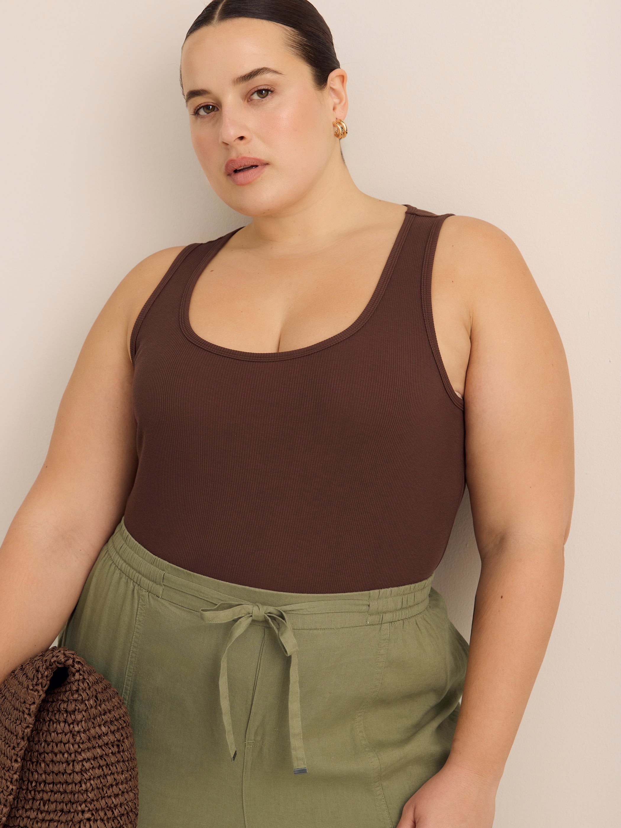 Scoop-Neck Ribbed Knit Fitted Tank Top