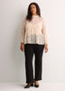 Mock-Neck Long-Sleeve Embroidered Blouse