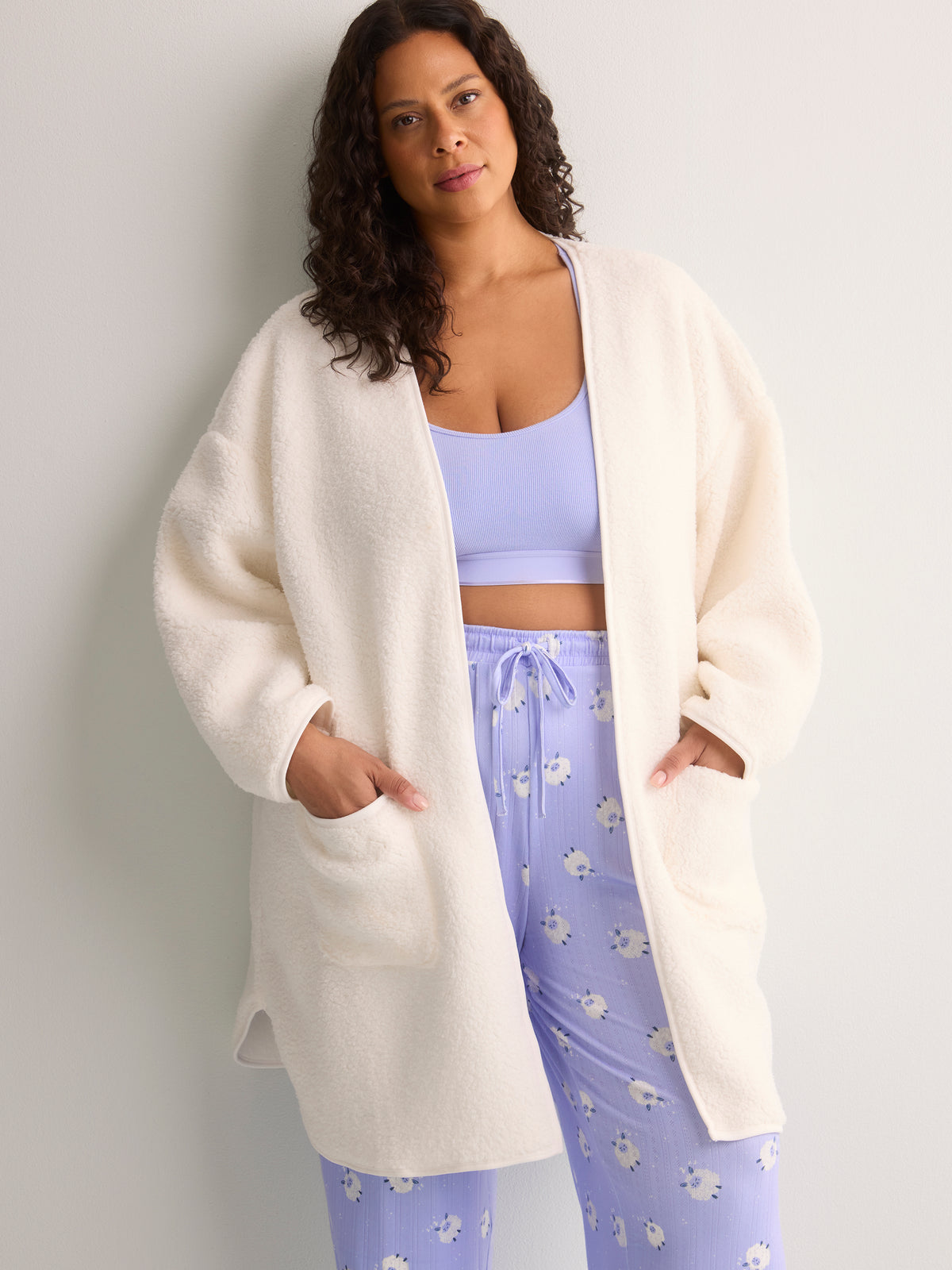 White Sherpa Open Cardigan - tiVOGLIO