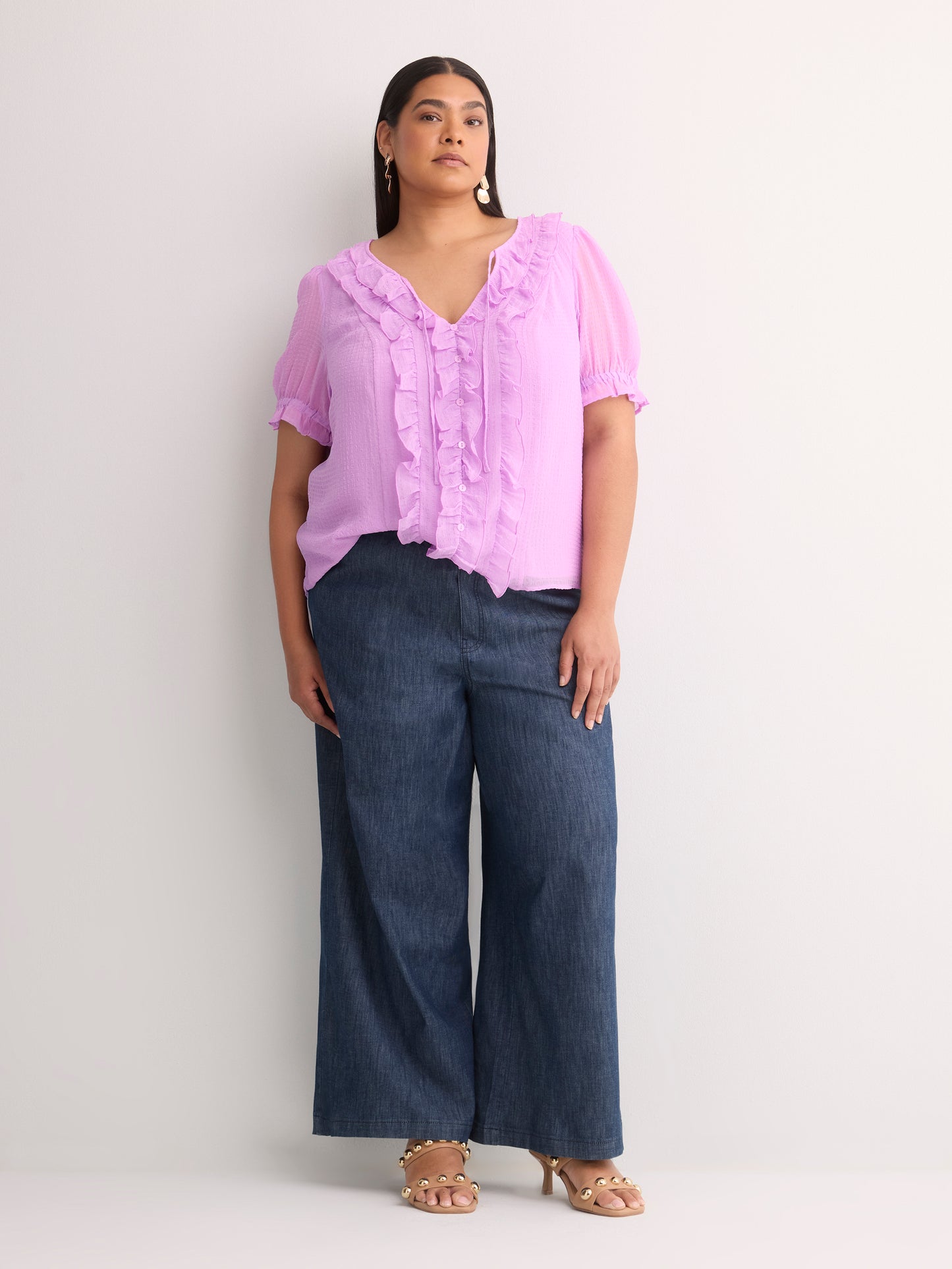 Chiffon Ruffled A-Line Blouse