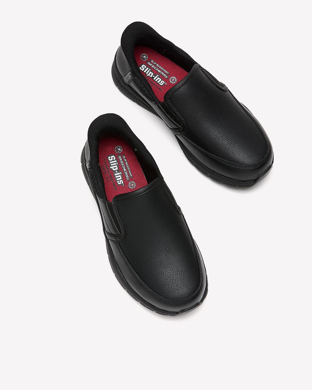 Wide Width, Black Leather Nampa Engus Slip-On Shoe - Skechers