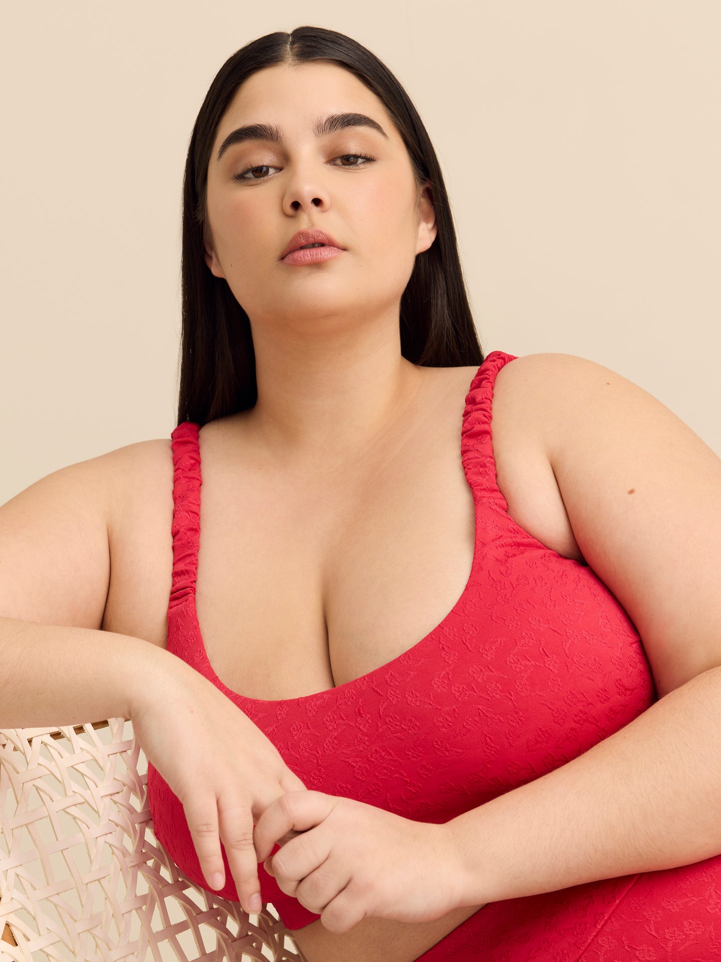 Floral Textured Crop Bikini Top