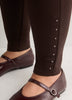 Brown Ponte de Roma Fashion Legging with Studded Side