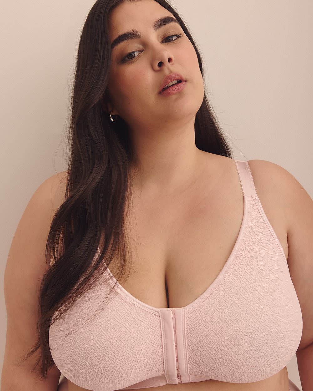 Pink Unlined Front-Closure Lace Bra - ti Voglio