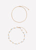 Golden Beaded Anklets, Set of 2