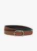 Reversible Faux-Leather Belt with Oval Buckle