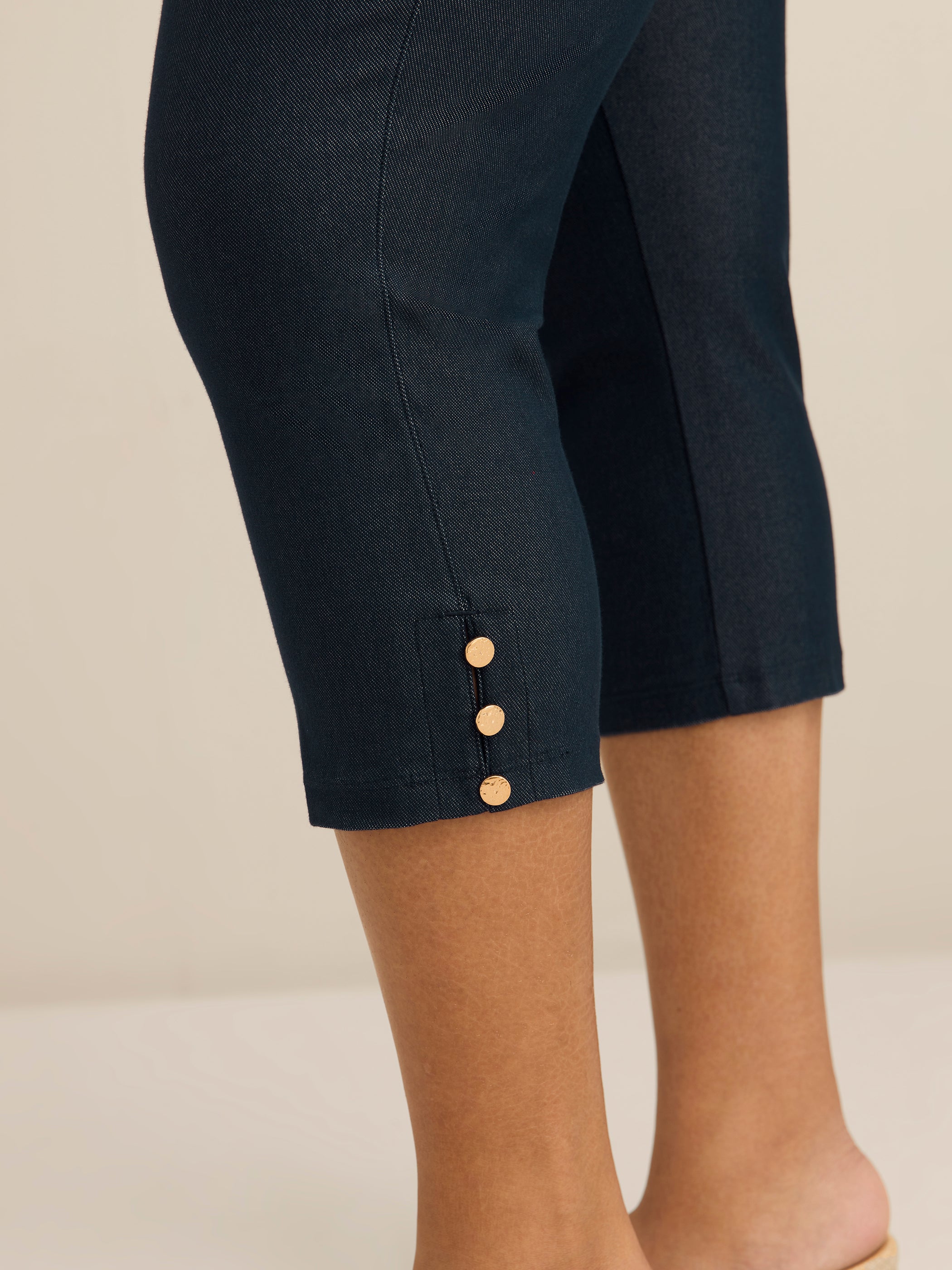 Capri Jean Legging with Gold Button Hem