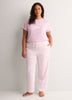 White and Pink Plaid Cotton Knit Wide-Leg Pyjama Pant - tiVOGLIO