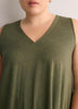 Responsible, Gray Leaf-Print Sleeveless V-Neck Swing Top