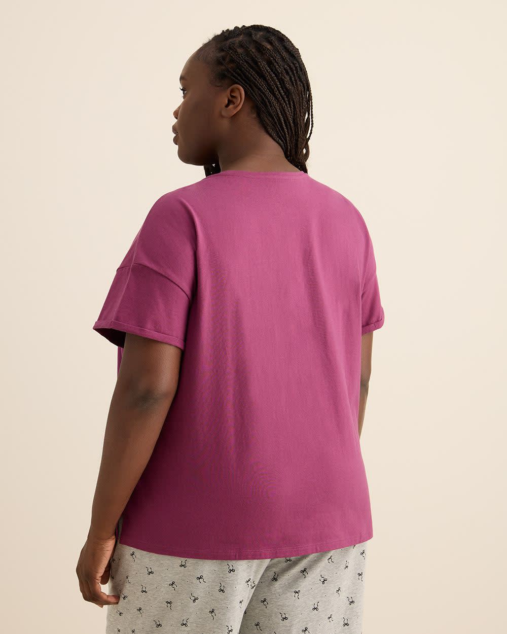 Haut de pyjama Penningtons en tricot – Coupe droite, jersey de coton, appliqué nœud en satin