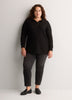 Loose Waffle Knit Tunic with Buttoned Collar