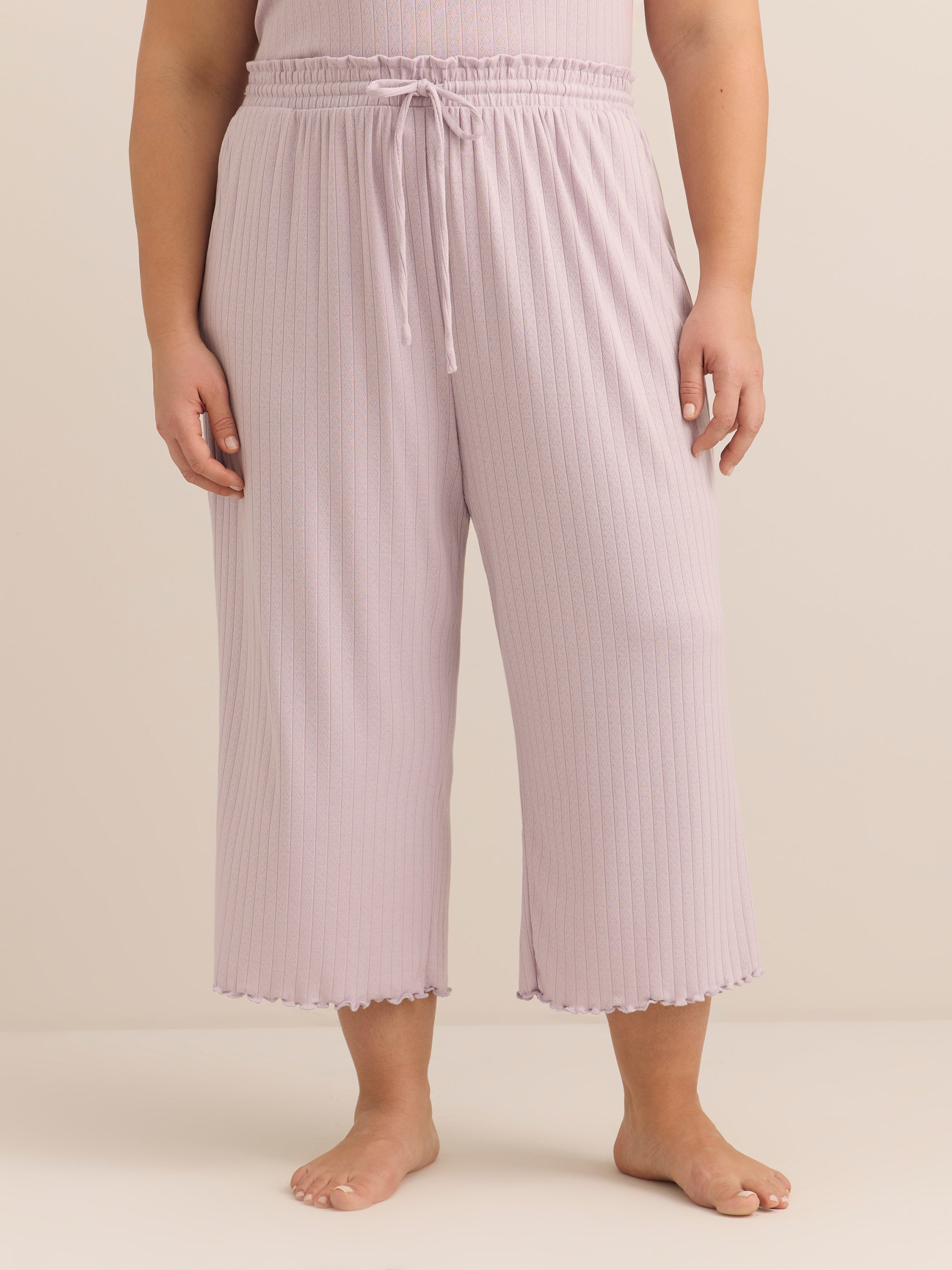 Lavender Pointelle Wide-Leg Capri Pyjama Pant - ti Voglio