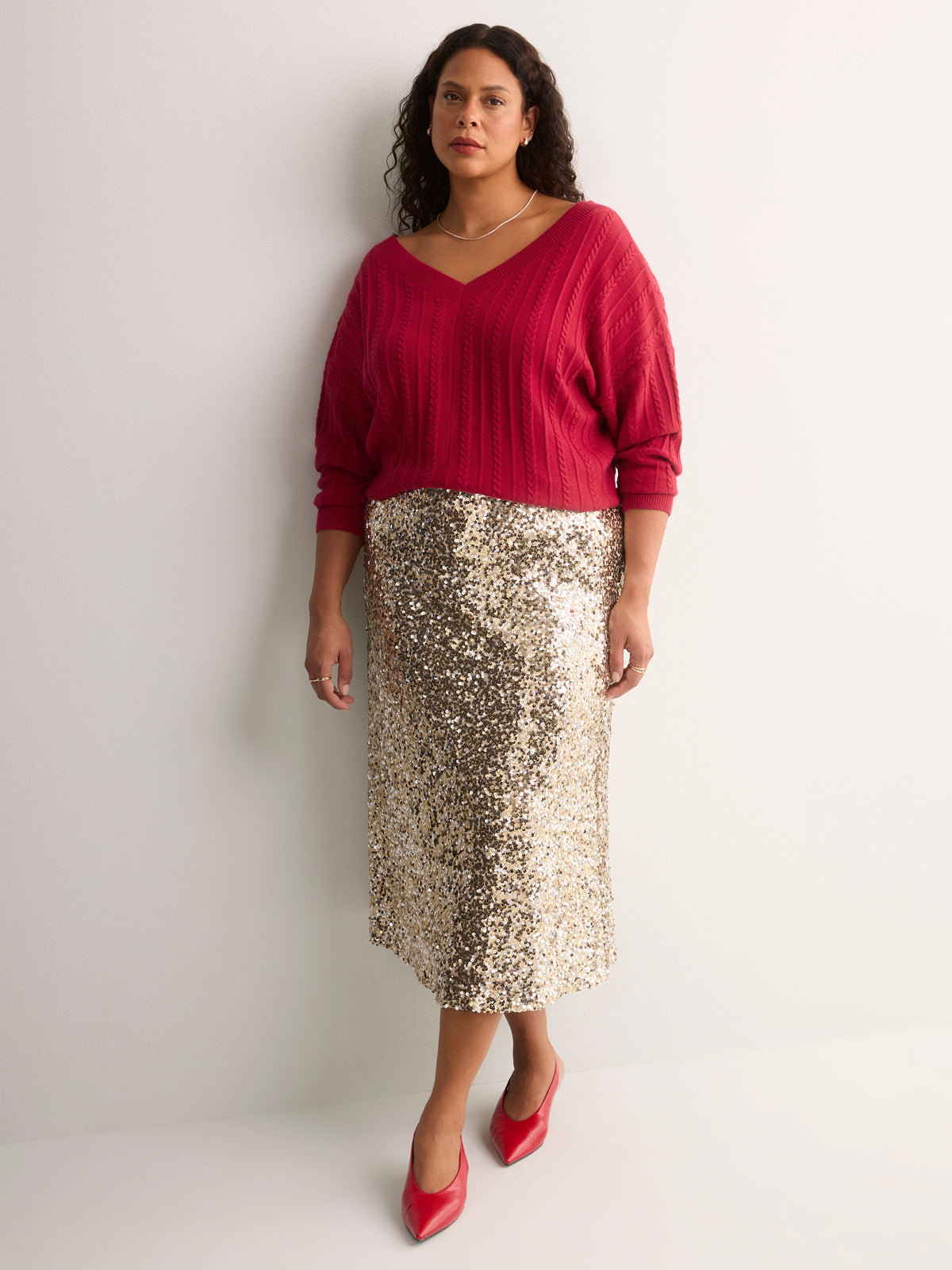 Sequin Maxi Column Skirt
