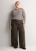 Heather Brown Double Pleated Wide-Leg Pant