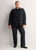 Blue Tweed Barn Jacket with Faux-Leather Collar