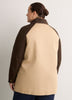 Long Two-Tone Barn Jacket with Corduroy Collar
