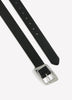 Black Faux-Leather Belt with Uneven Rectangle Buckle