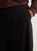 Black Workleisure Barrel-Leg Pull-On Pant