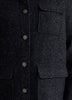 Blue Tweed Barn Jacket with Faux-Leather Collar