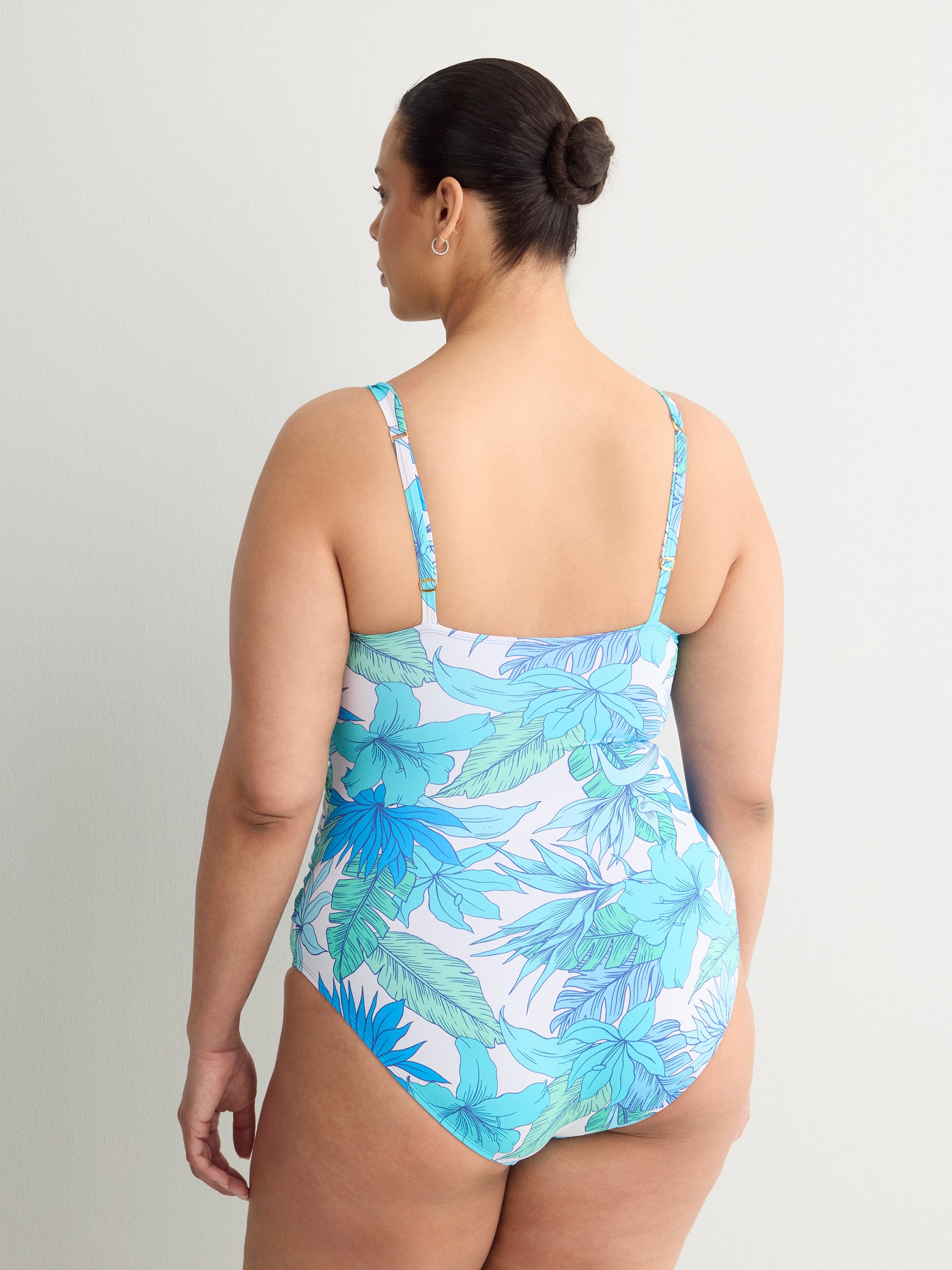 Shirred Bandeau Underwire One-Piece Swim Suit - Bleu by Rod Beattie