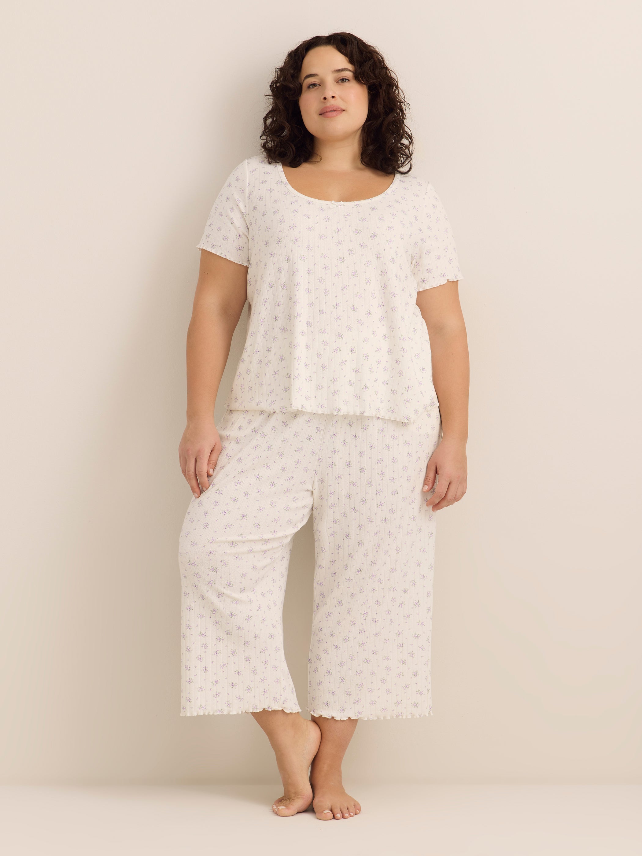 White Floral Pointelle Pyjama Top - ti Voglio