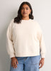 Loose Crew-Neck Fleece Sweatshirt with Long Balloon Sleeves