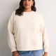 Loose Crew-Neck Fleece Sweatshirt with Long Balloon Sleeves