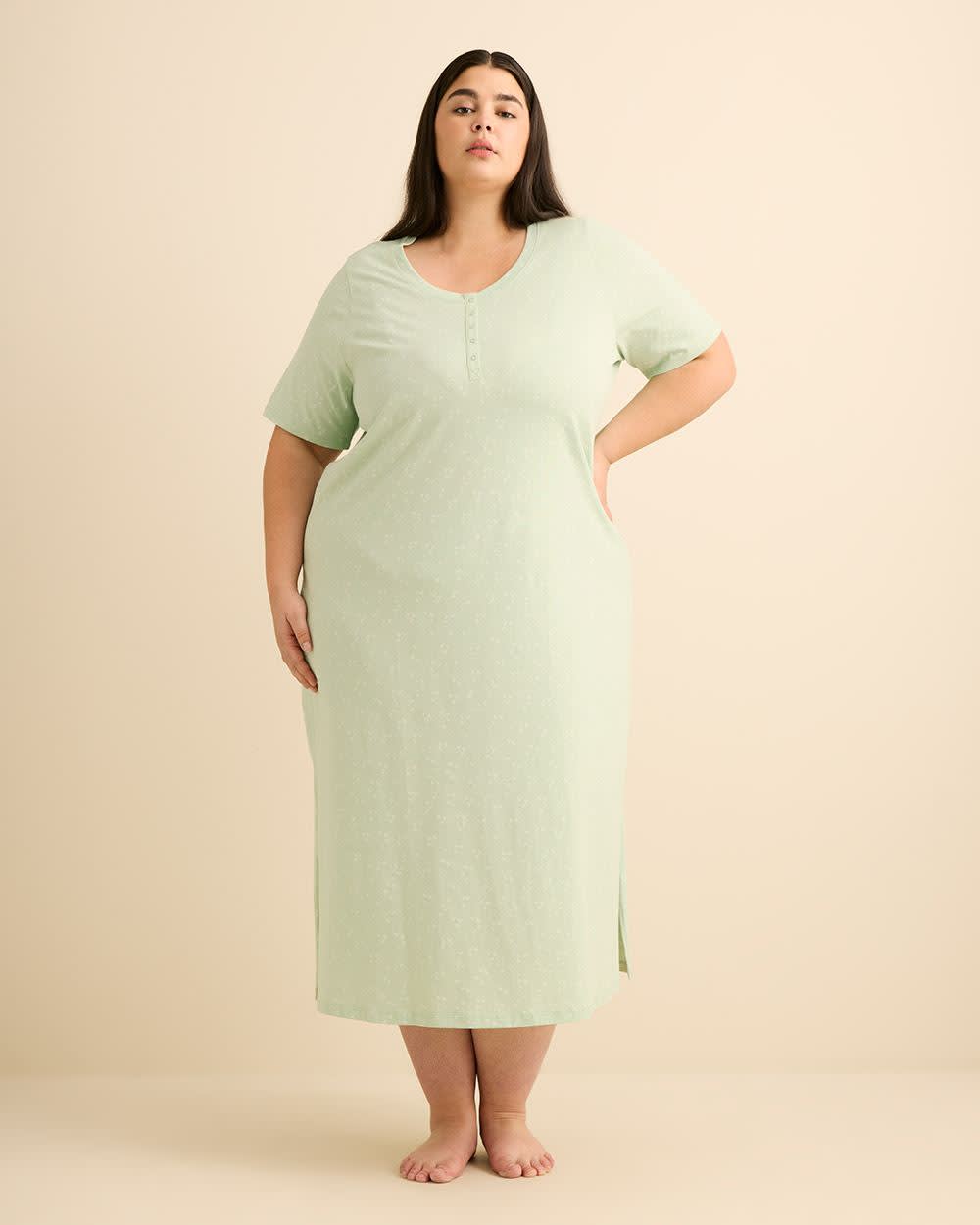 Chemise de nuit longue à manches courtes avec imprimé floral - ti Voglio