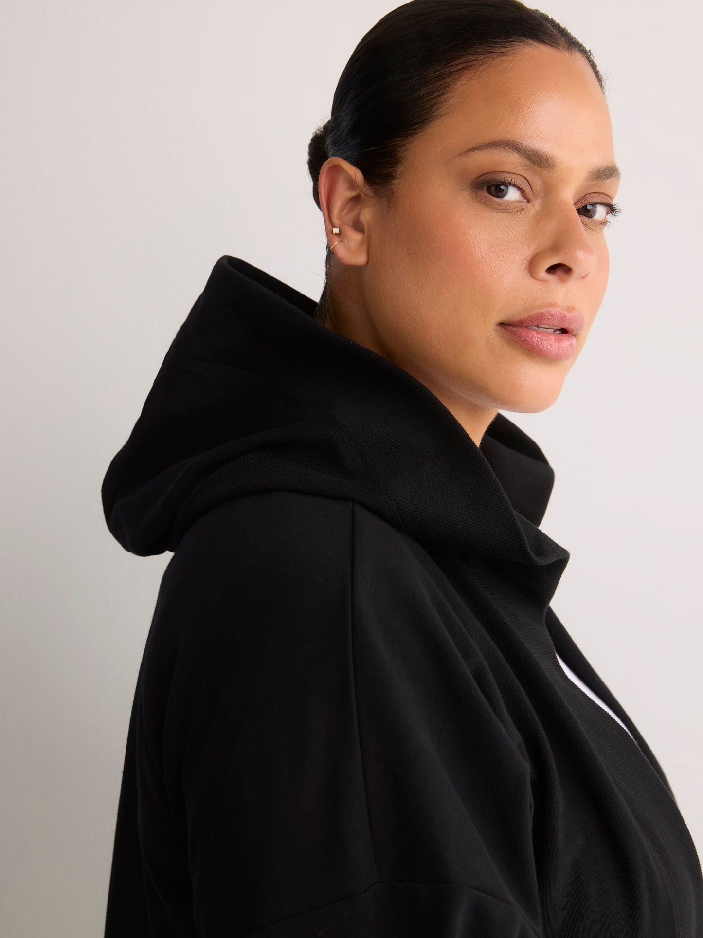 French Terry Hooded Open Cardigan - Active Zone